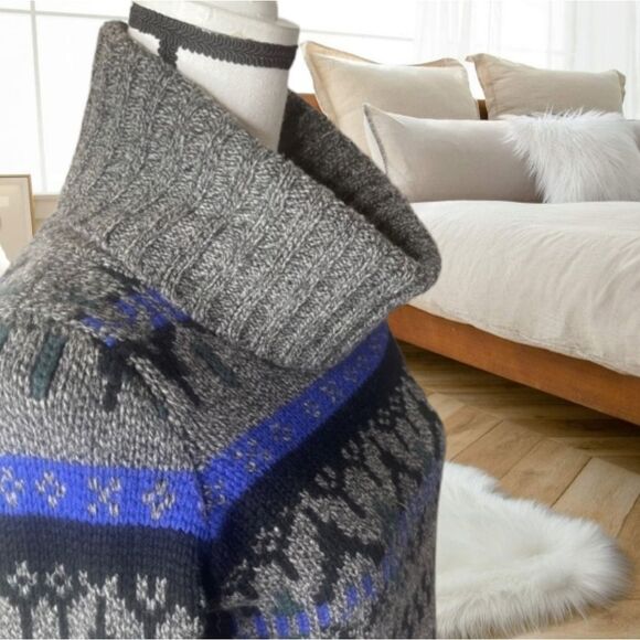 MADEWELL CHUNKY KNIT MERINO WOOL FAIR ISLE GRANDPA TURTLENECK SWEATER - Picture 3 of 13